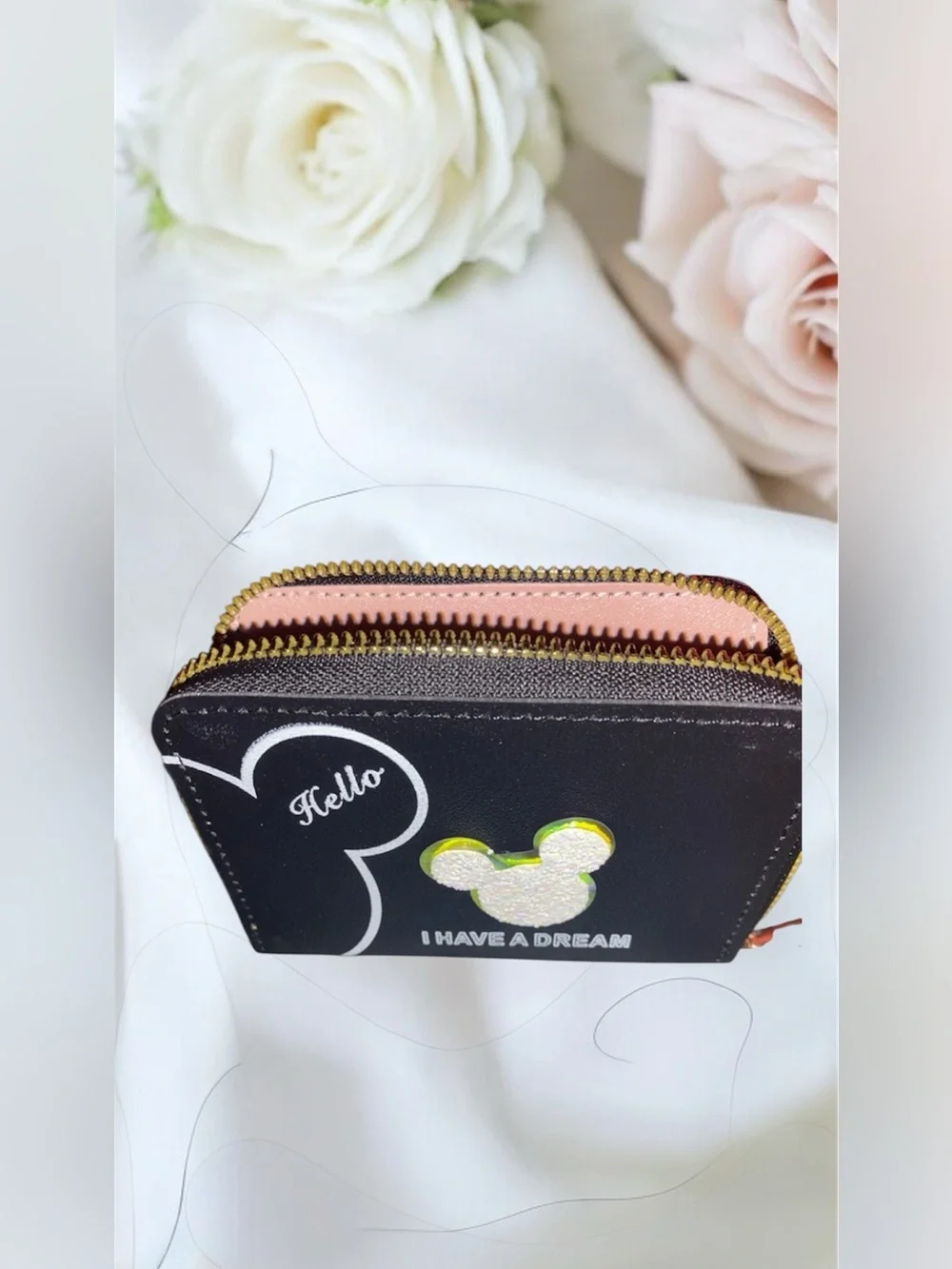 Black  Zip corner Wallet with Mickey Mouse Design NEW